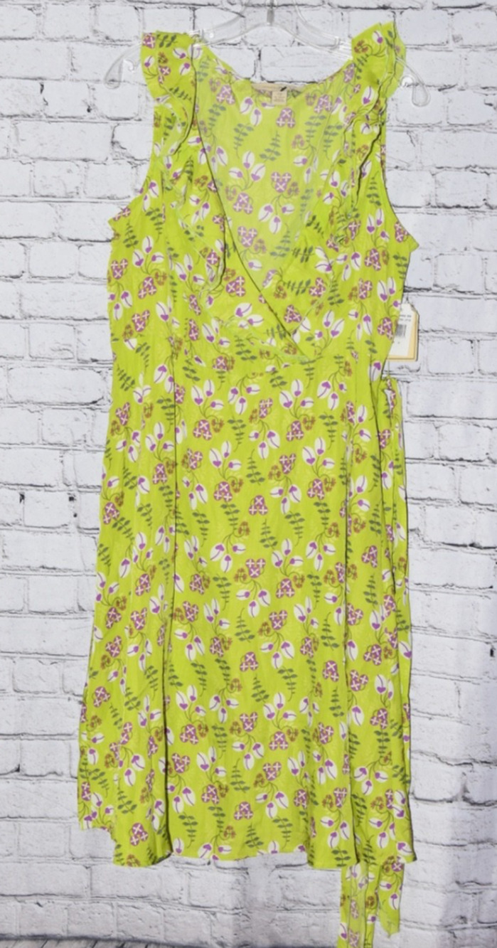 Jonathon Martin Sleeveless Floral Print Belted Midi A-Line Dress Size 16 NWT